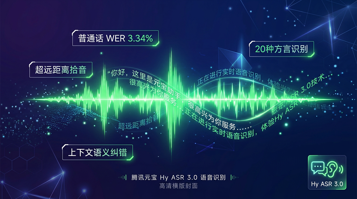腾讯元宝 Hy ASR 3.0 语音识别 封面